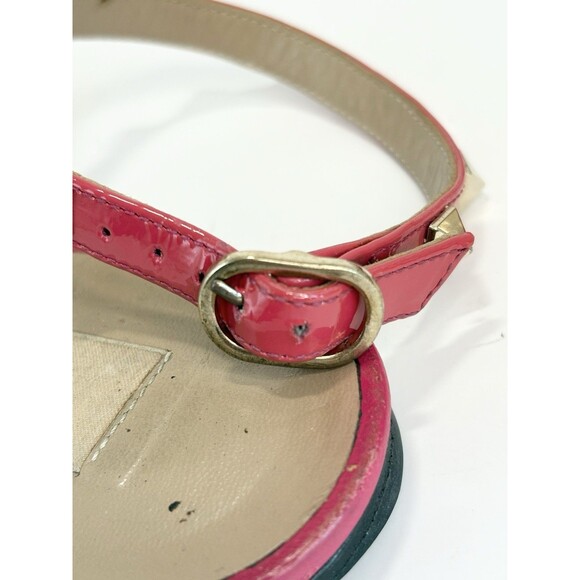 Valentino Garavani Rockstud Patent Leather Sandals Hot Pink Gold Stud Sz EU 37 7 - Picture 11 of 12
